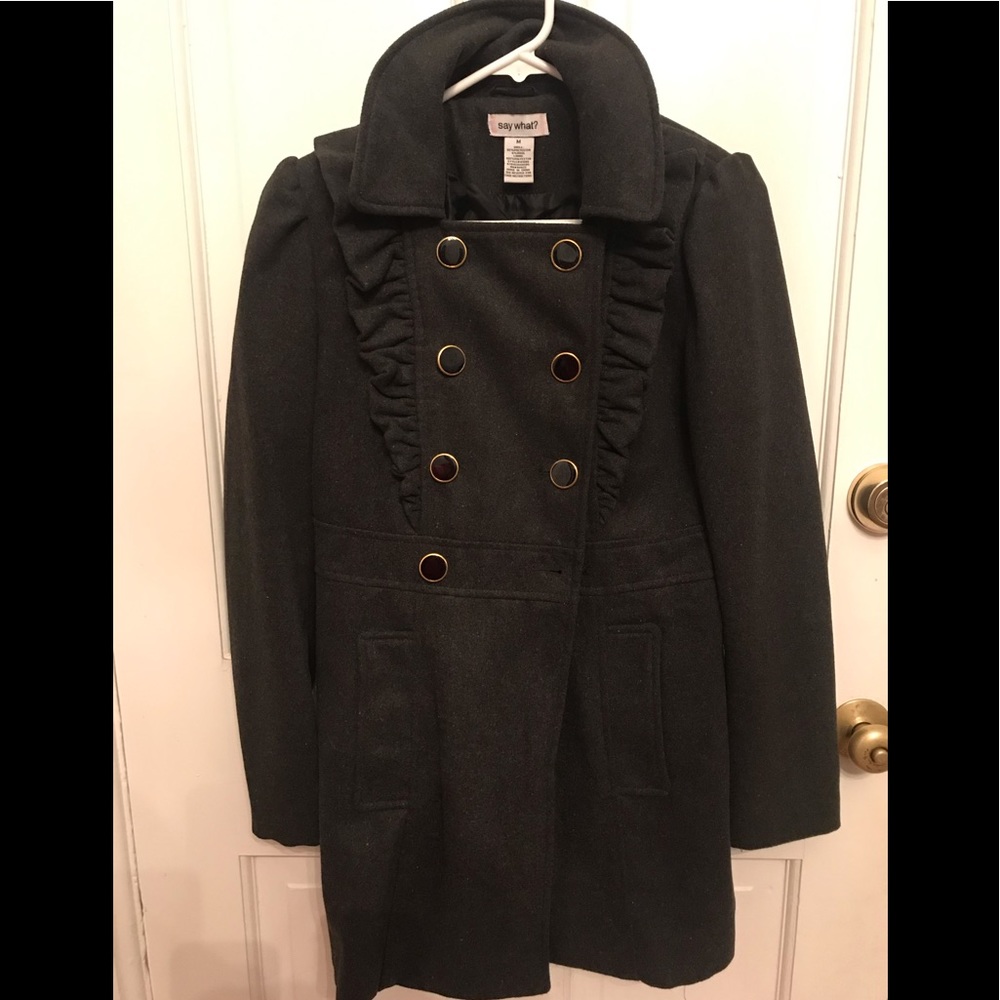 Gray Ruffle Peacoat